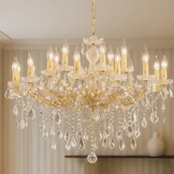 Lampadari Moderni-Ideal Lux Florian sp18 lampadario oro 18 luci pendenti goccia