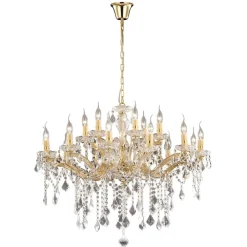 Lampadari Moderni-Ideal Lux Florian sp18 lampadario oro 18 luci pendenti goccia