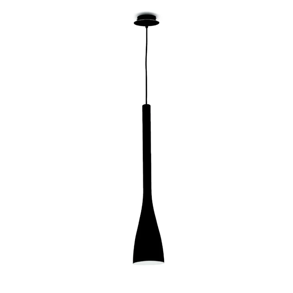 Lampade A Sospensione-Ideal Lux Flut sp1 small idea lux lampada a sospensione per isola cucina vetro nero