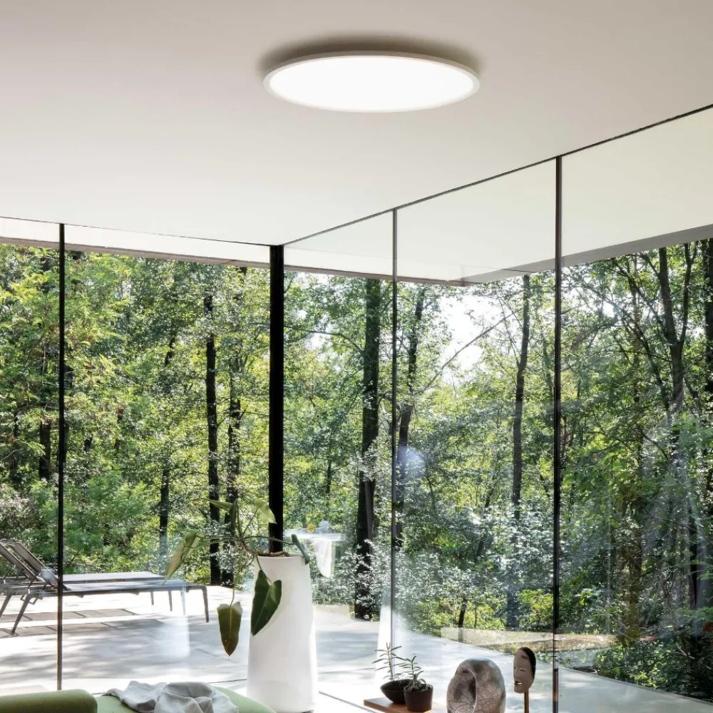 Plafoniere Moderne-Ideal Lux Fly slim plafoniera led 3000k 18w bianca diametro 35cm