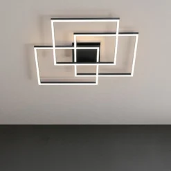 Plafoniere Moderne-Ideal Lux Frame pl quadrato plafoniera a led 35w 3000k nera moderna
