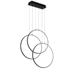 Lampadari Moderni-Ideal Lux Frame sp cerchio lampadario nero tre cerchi led 82w 3000k