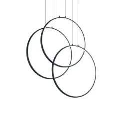 Lampadari Moderni-Ideal Lux Frame sp cerchio lampadario nero tre cerchi led 82w 3000k