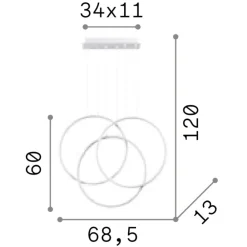 Lampadari Moderni-Ideal Lux Frame sp cerchio lampadario nero tre cerchi led 82w 3000k