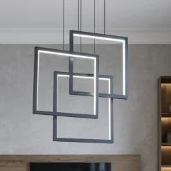 Lampadari Moderni-Ideal Lux Frame sp quadrato lampadario nero per soggiorno led 80w 3000k