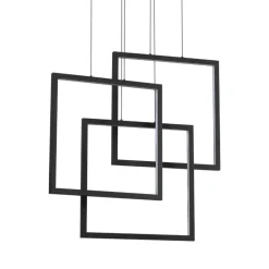 Lampadari Moderni-Ideal Lux Frame sp quadrato lampadario nero per soggiorno led 80w 3000k