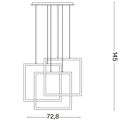 Lampadari Moderni-Ideal Lux Frame sp quadrato lampadario nero per soggiorno led 80w 3000k