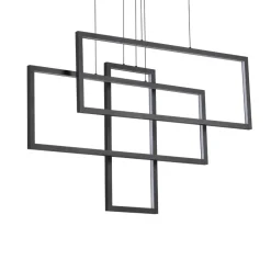 Lampadari Moderni-Ideal Lux Frame sp rettangolo lampadario particolare led 93w 3000k nero