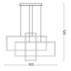 Lampadari Moderni-Ideal Lux Frame sp rettangolo lampadario particolare led 93w 3000k nero