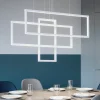 Lampadari Moderni-Ideal Lux Frame sp rettangolo lampadario led 93w 3000k bianco per soggiorno