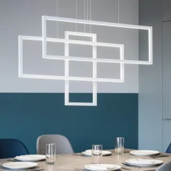 Lampadari Moderni-Ideal Lux Frame sp rettangolo lampadario led 93w 3000k bianco per soggiorno