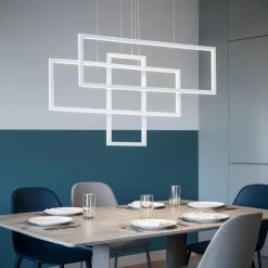 Lampadari Moderni-Ideal Lux Frame sp rettangolo lampadario led 93w 3000k bianco per soggiorno