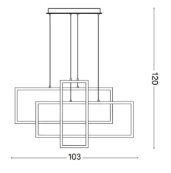 Lampadari Moderni-Ideal Lux Frame sp rettangolo lampadario led 93w 3000k bianco per soggiorno