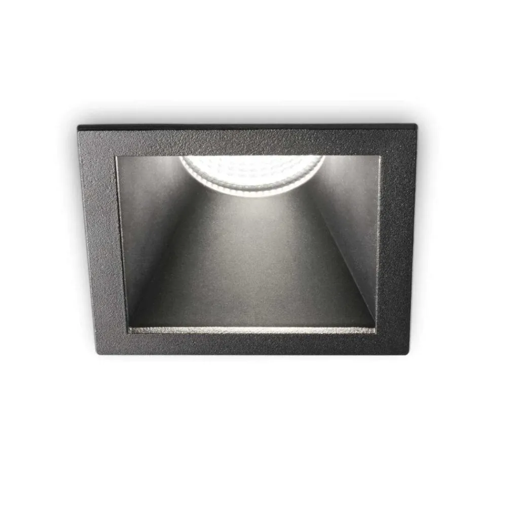 Faretti Da Incasso-Ideal Lux Game trim square faretto da incasso led 11w 2700k nero quadrato