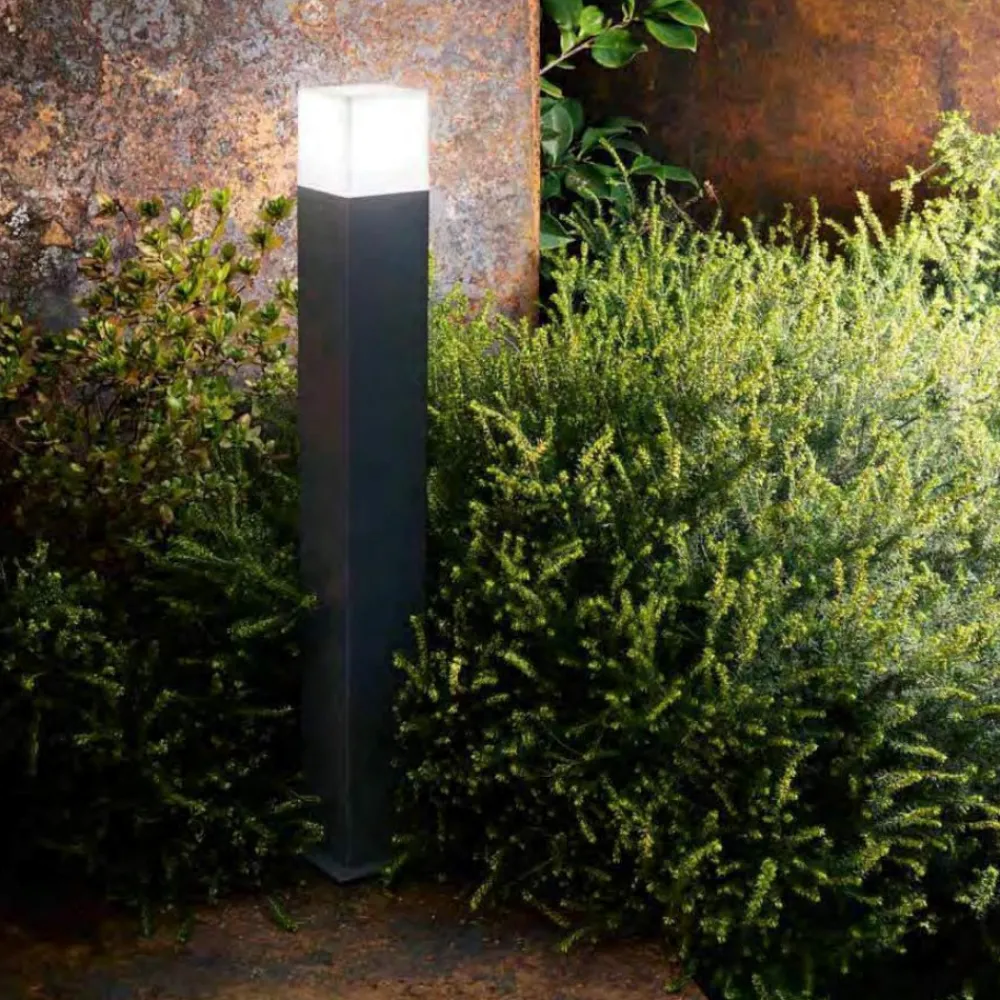 Lampioni Da Giardino-Gea Luce aditi lampione da giardino antracite moderno quadrato