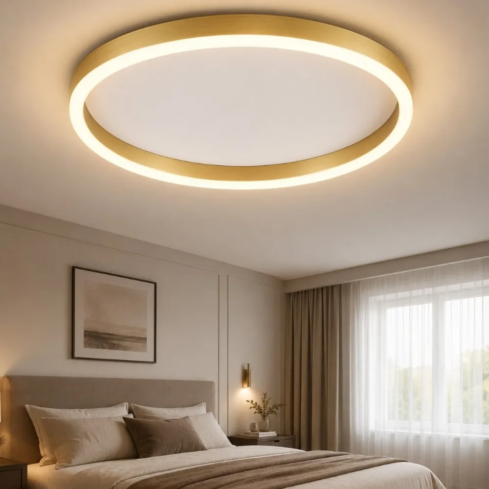 Plafoniere Moderne-Gea Luce aela p-m oro plafoniera per camera da letto led 60w 3000k 4000k