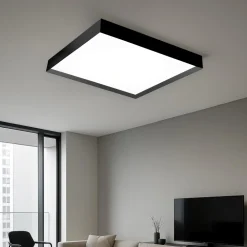 Plafoniere Moderne-Gea Luce aoi plafoniera moderna led 80w da 3000k a 4000k nera quadrata