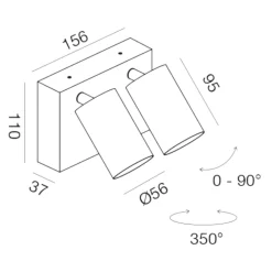 Applique Da Esterno-Gea Luce applique per esterno due luci orientabili ip65 bianca led cct