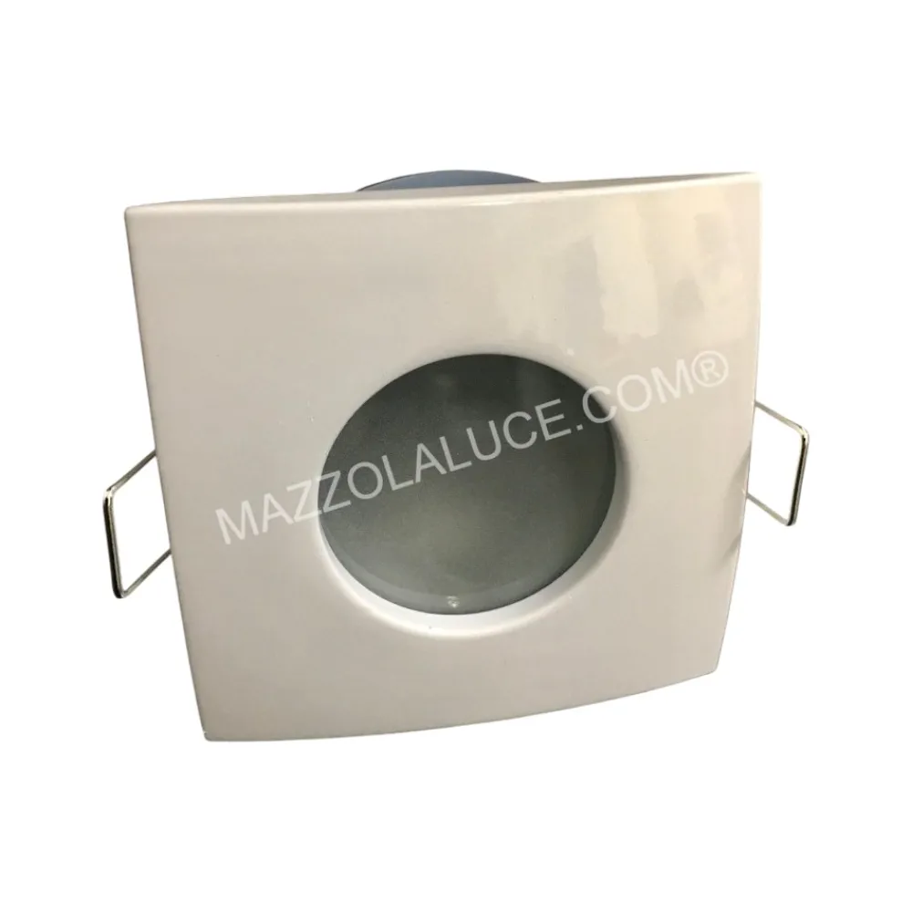 Faretti Da Incasso-Gea Luce aurora q faretto per bagno doccia da incasso quadrato bianco