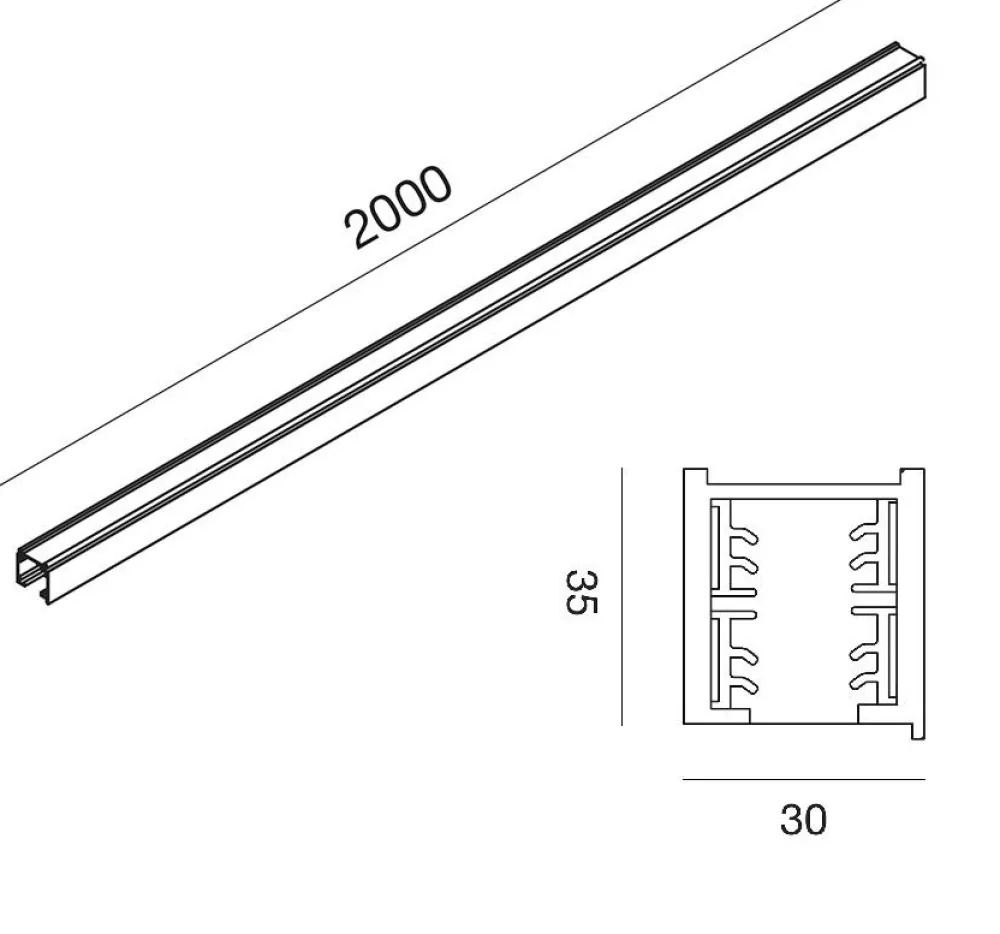 Illuminazione A Binario-Gea Luce binario trifase bianco 2 mt