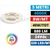 Strisce Led-Gea Luce bobina 5mt striscia led cob 8w-mt 4000k 24vdc