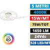Strisce Led-Gea Luce bobina 5mt striscia led cob 15w-mt 4000k 24v dc