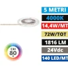 Strisce Led-Gea Luce bobina 5mt striscia led 14,4w-m 24v dc 4000k