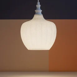 Lampade A Sospensione-Gea Luce cleofe lampada a sospensione da cucina vetro decorato bianco