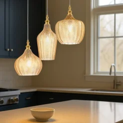 Lampadari Cucina-Gea Luce cleofe lampadario cucina in vetro 3 luci
