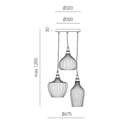 Lampadari Cucina-Gea Luce cleofe lampadario cucina in vetro 3 luci
