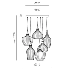 Lampadari Moderni-Gea Luce cleofe lampadario moderno paralumi colorati