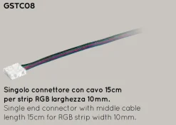 Strisce Led-Gea Luce confezione 10 pz connettore con cavo 15cm per strip led rgb 10mm