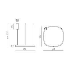 Lampadari Moderni-Gea Luce criseide lampadario quadrato led 60w 3000k nero per soggiorno