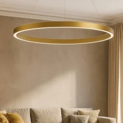 Lampadari Moderni-Gea Luce criseide lampadario moderno led 100w 3000k ad anello colore oro
