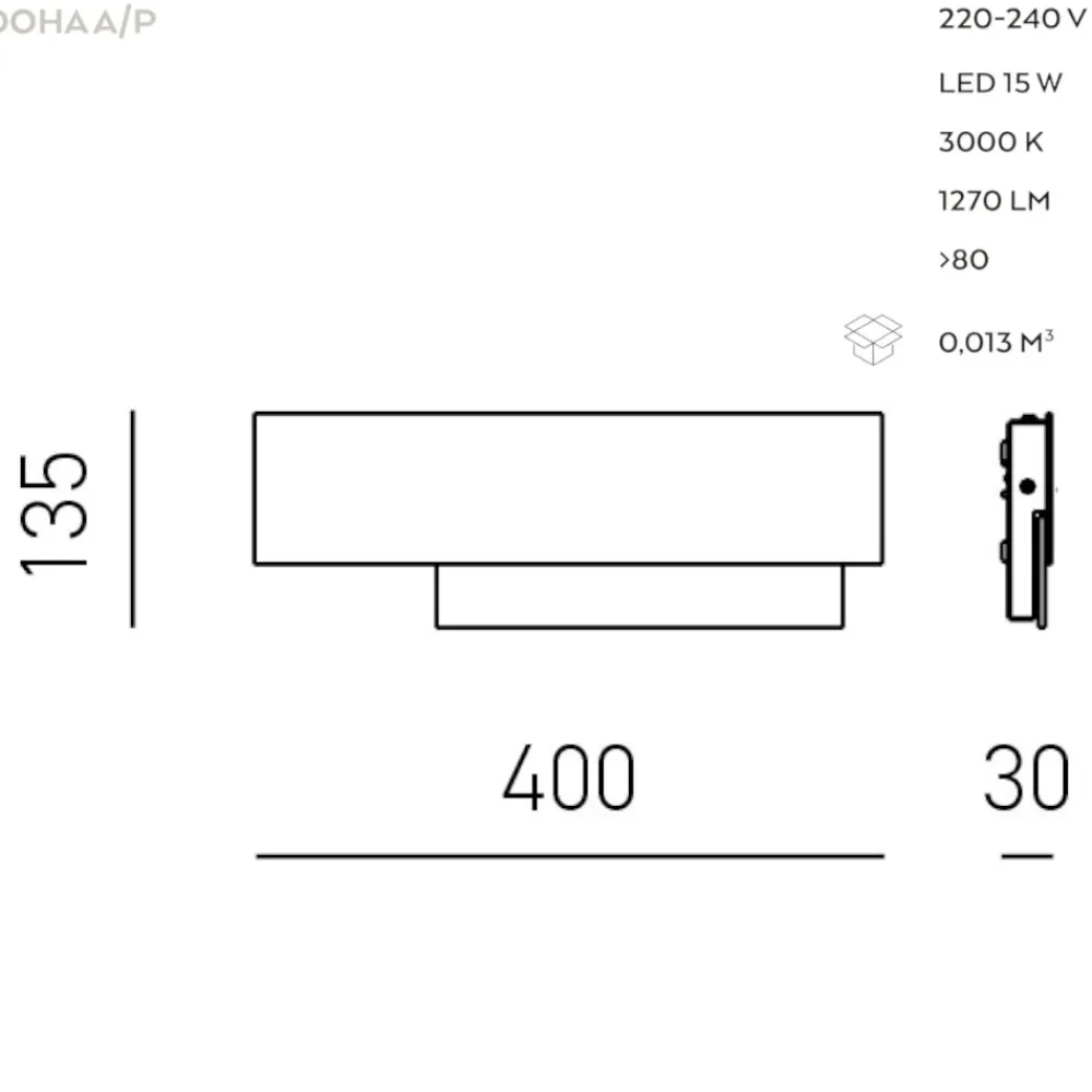 Applique Da Parete-Gea Luce doha applique led piccolo nero 15w 3000k