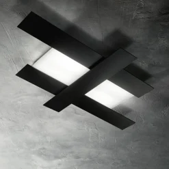Plafoniere Moderne-Gea Luce doha plafoniera led 30w 3000k nbianco nera