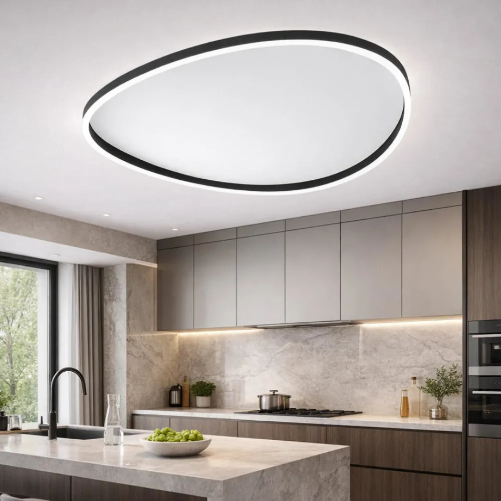Plafoniere Moderne-Gea Luce ecaris plafoniera led per cucina moderna nera led 3000k 4000k
