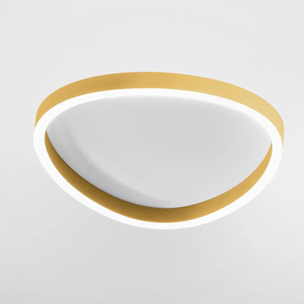 Plafoniere Moderne-Gea Luce ecaris plafoniera moderna oro spazzolato per soggiorno led biemissione