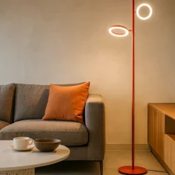 Lampade Da Terra-Gea Luce gpi lampada da terra design moderno doppio led orientabile arancione