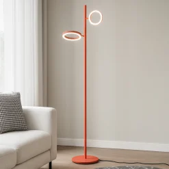 Lampade Da Terra-Gea Luce gpi lampada da terra design moderno doppio led orientabile arancione