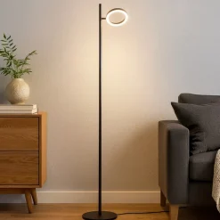 Lampade Da Terra-Gea Luce gpi lampada da terra led 3000k nera dimmerabile moderna