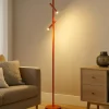 Lampade Da Terra-Gea Luce gpi lampada da terra moderna doppio led 3000k orientabile arancione
