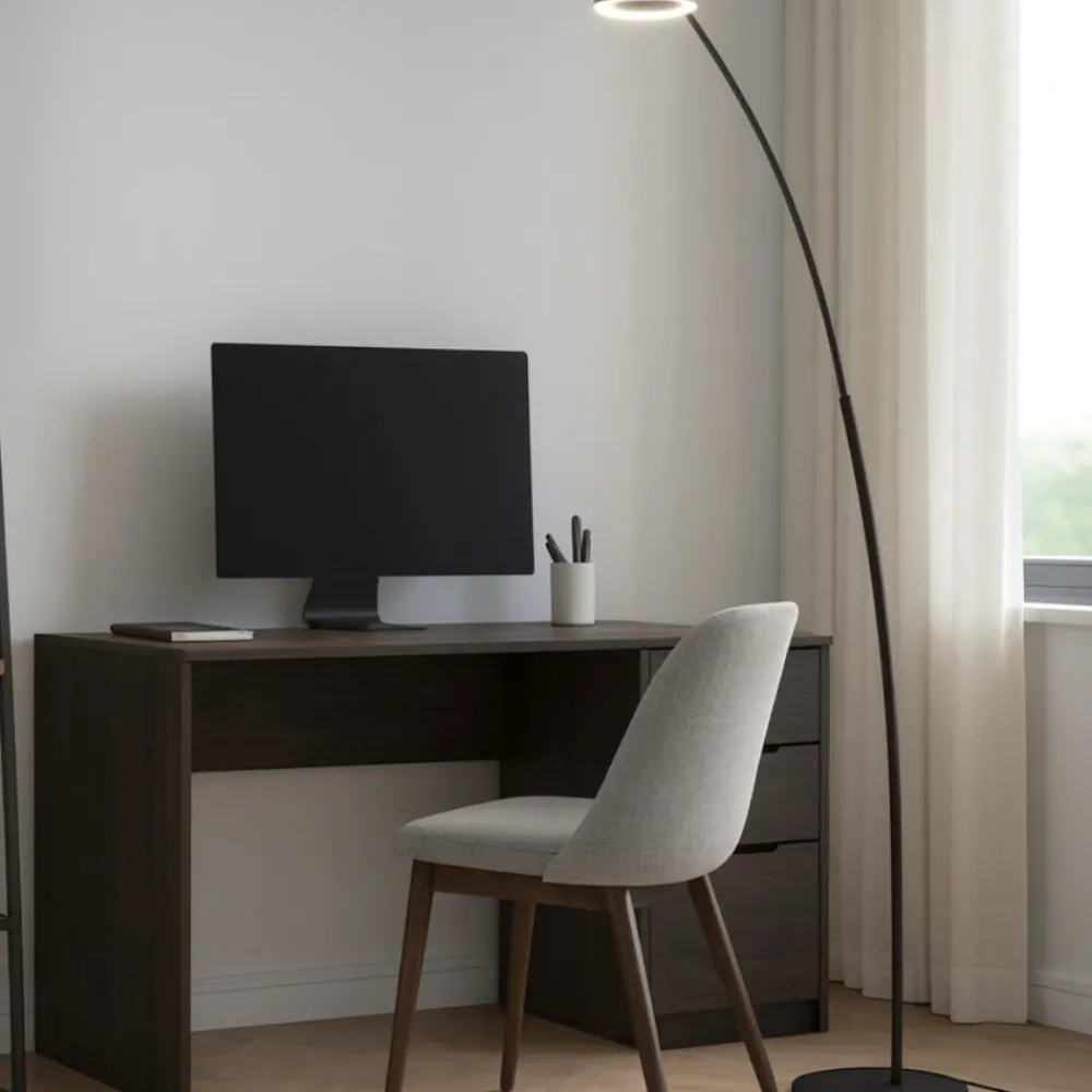Lampade Da Terra-Gea Luce gpin lampade moderne da terra led 3000k dimmerabile nera orientabile