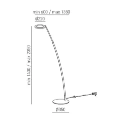 Lampade Da Terra-Gea Luce gpin lampade moderne da terra led 3000k dimmerabile nera orientabile