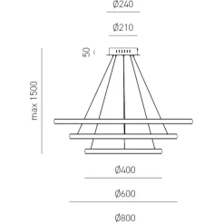 Lampadari Moderni-Gea Luce iole s3 oro lampadario led tre cerchi