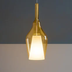 Lampade A Sospensione-Gea Luce lampada a sospensione ofelia in vetro ambra fume'