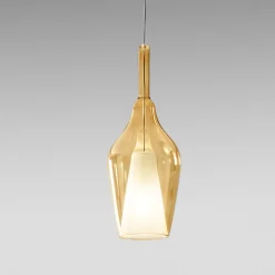 Lampade A Sospensione-Gea Luce lampada a sospensione ofelia in vetro ambra fume'