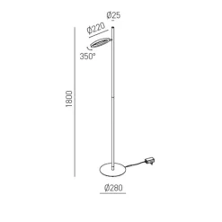 Lampade Da Terra-Gea Luce lampada da terra gpi arancione diffusore cerchio led 3000k dimmerabile
