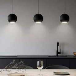 Lampadari Cucina-Gea Luce lampadario per cucina guya nero 3 lampade sfere led 24w 3000k