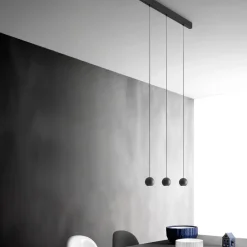Lampadari Cucina-Gea Luce lampadario per cucina guya nero 3 lampade sfere led 24w 3000k